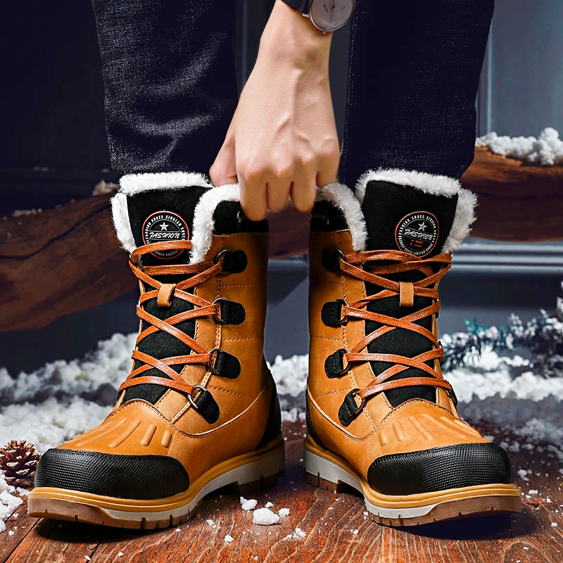 Men's Winter Boots - Warm Lined Snow Boots with Non-Slip Sole