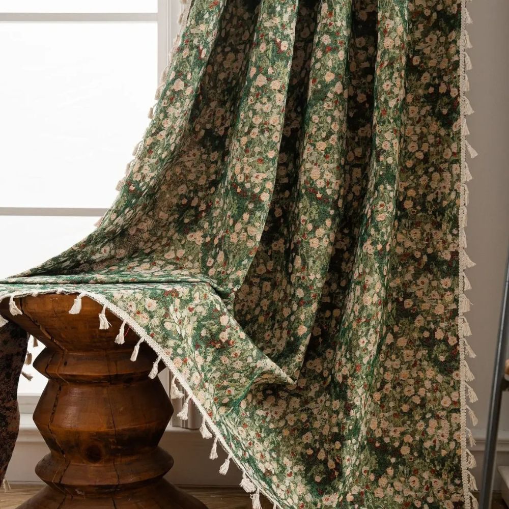 Noveau Ditsy Floral Tassel Curtain