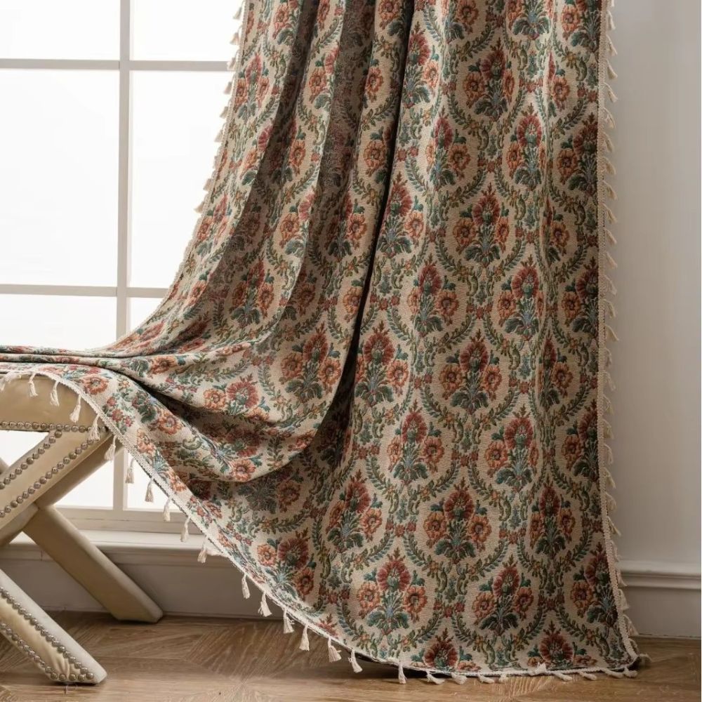 Noveau Ditsy Floral Tassel Curtain