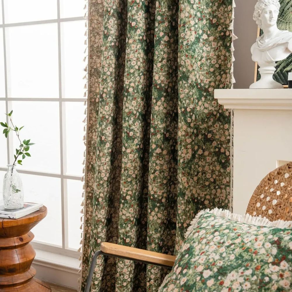 Noveau Ditsy Floral Tassel Curtain