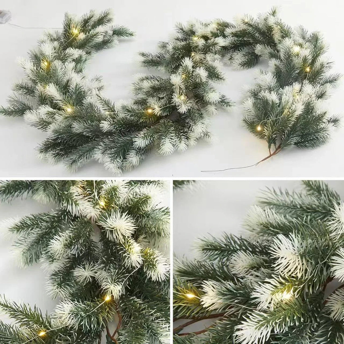 Pre-Lit Christmas Garland with 50 Warm LED Lights for Indoor Holiday Decoration
