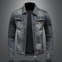 Rando - Men's Denim Jacket with Button Closure and Front Pockets
