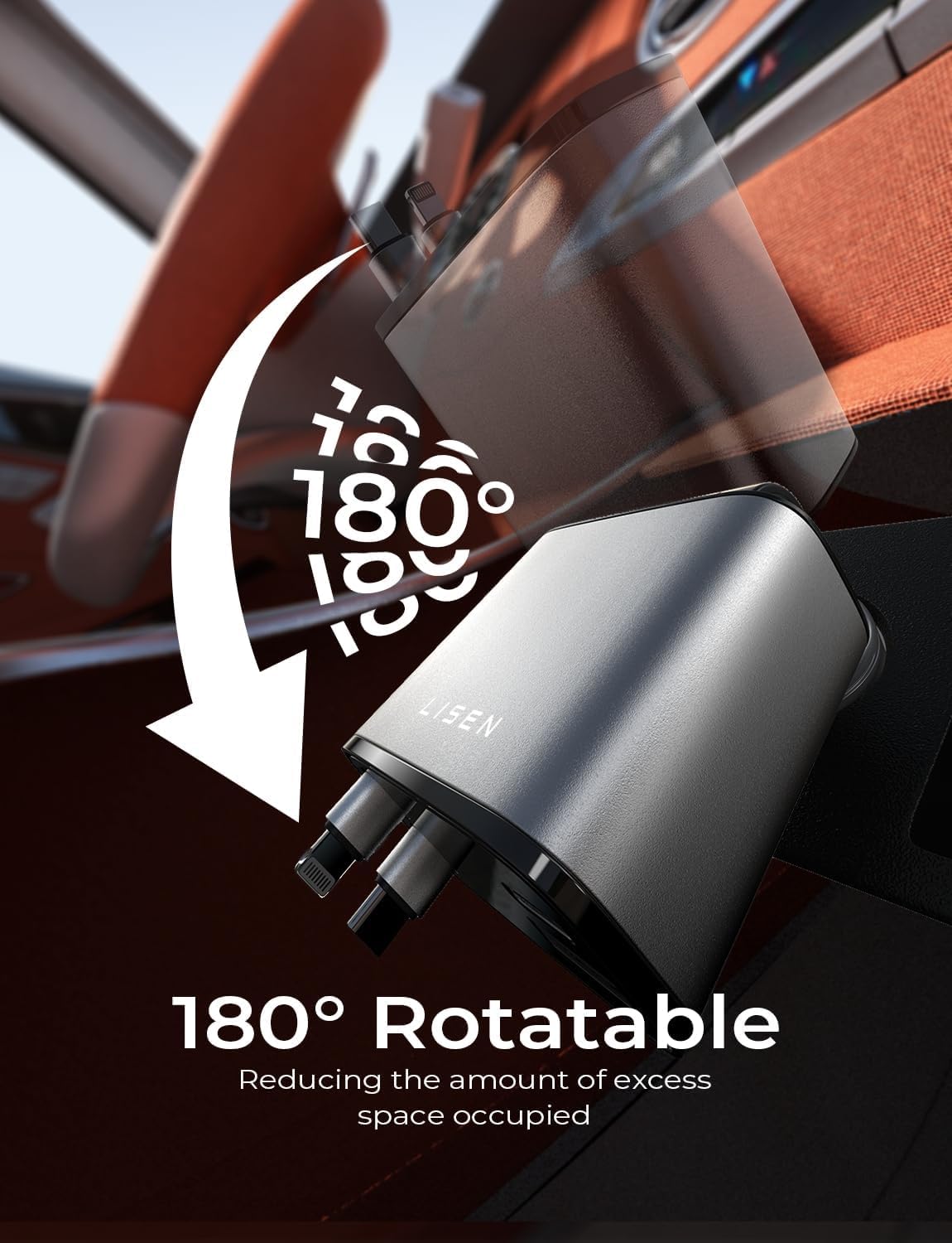 Retractable Car Charger 69W USB C