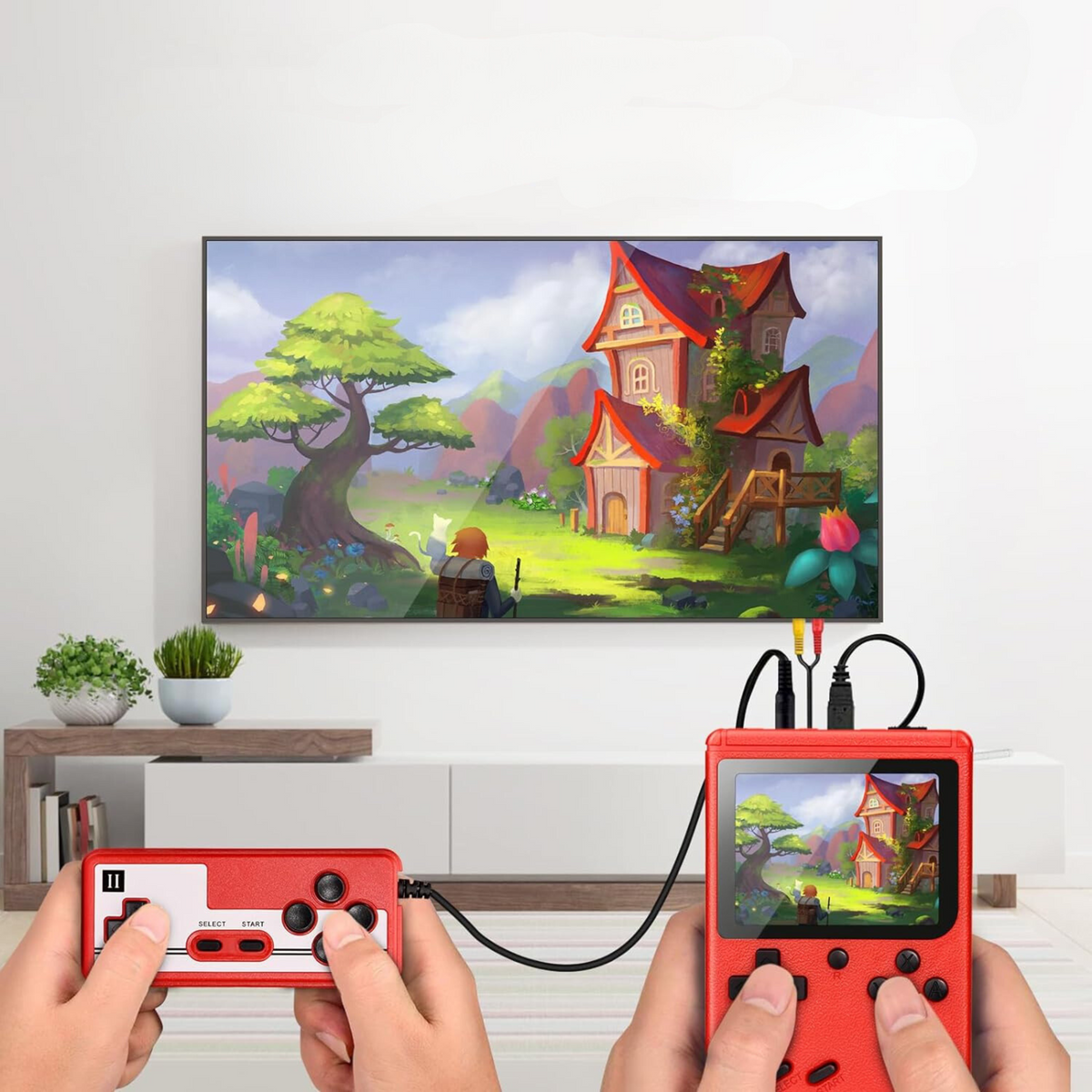 Retro Game Player - Over 400 Games Nostalgia Oak & Coral