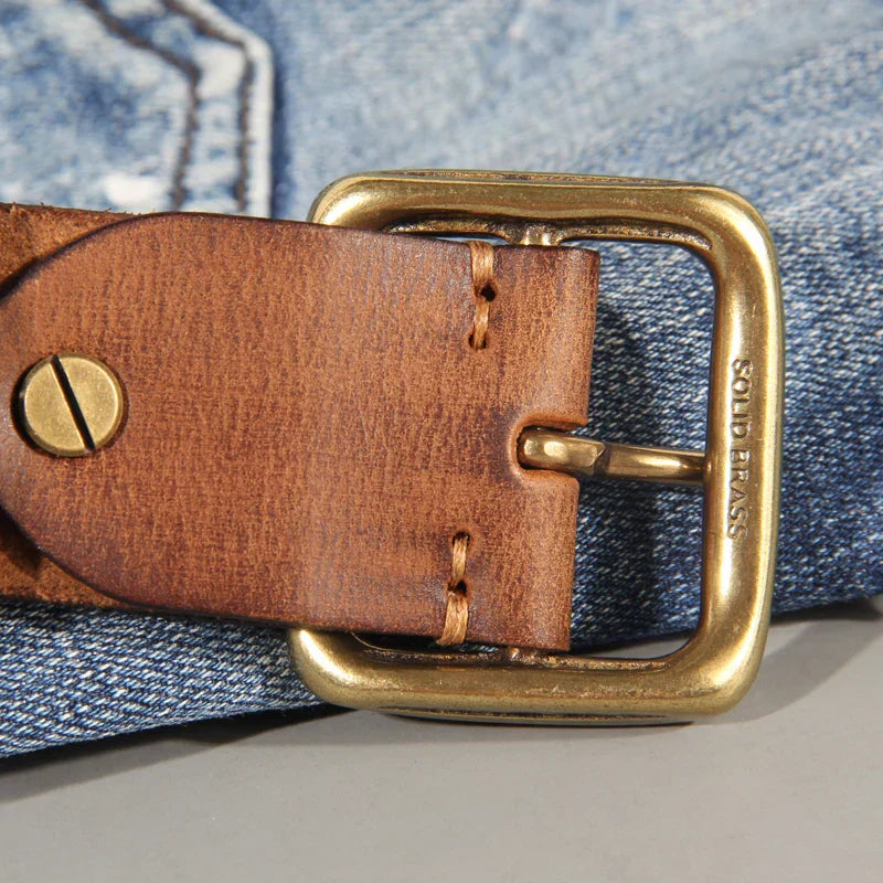 Sierra Cowhide Belt | Oak & Coral
