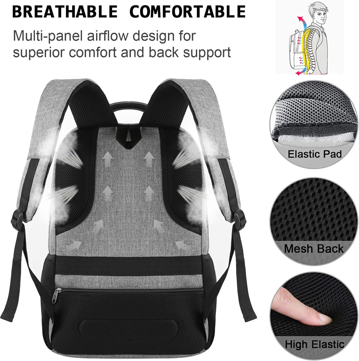 Slim Anti-Theft Laptop Backpack with USB Charging Port