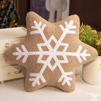 Soft Plush Snowflake Throw Pillow with Tufted Pattern and Sherpa Fabric