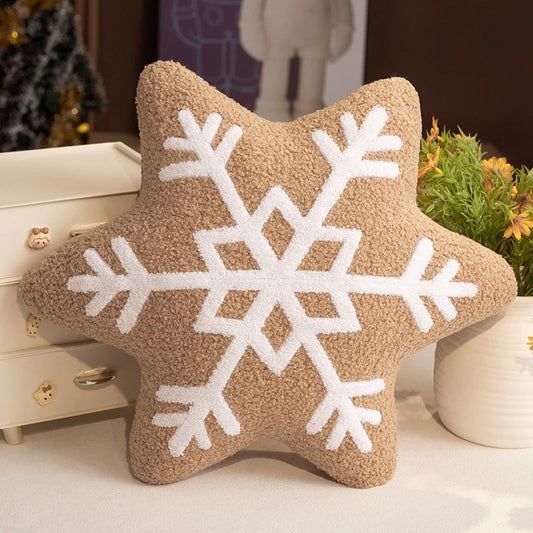 Soft Plush Snowflake Throw Pillow with Tufted Pattern and Sherpa Fabric