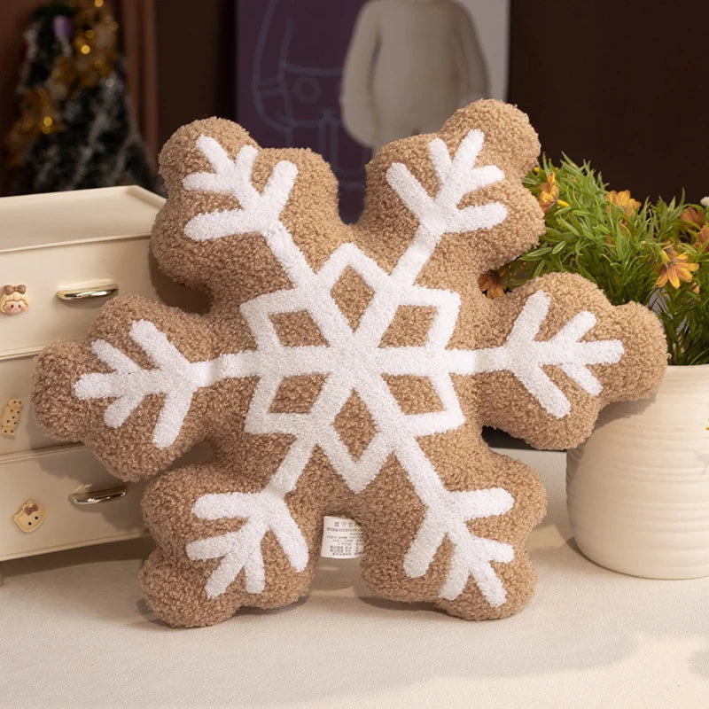 Soft Plush Snowflake Throw Pillow with Tufted Pattern and Sherpa Fabric