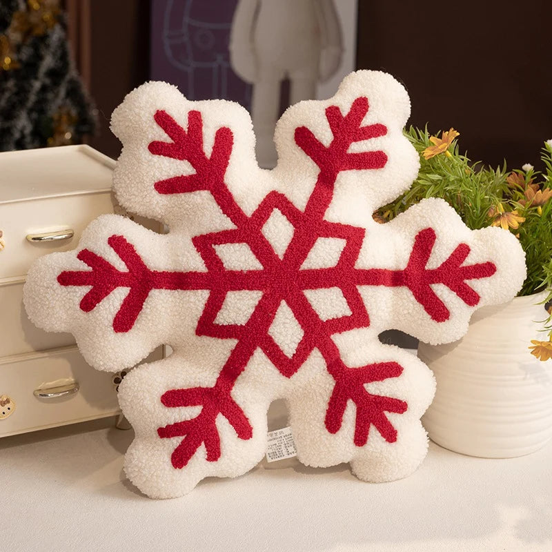 Soft Plush Snowflake Throw Pillow with Tufted Pattern and Sherpa Fabric