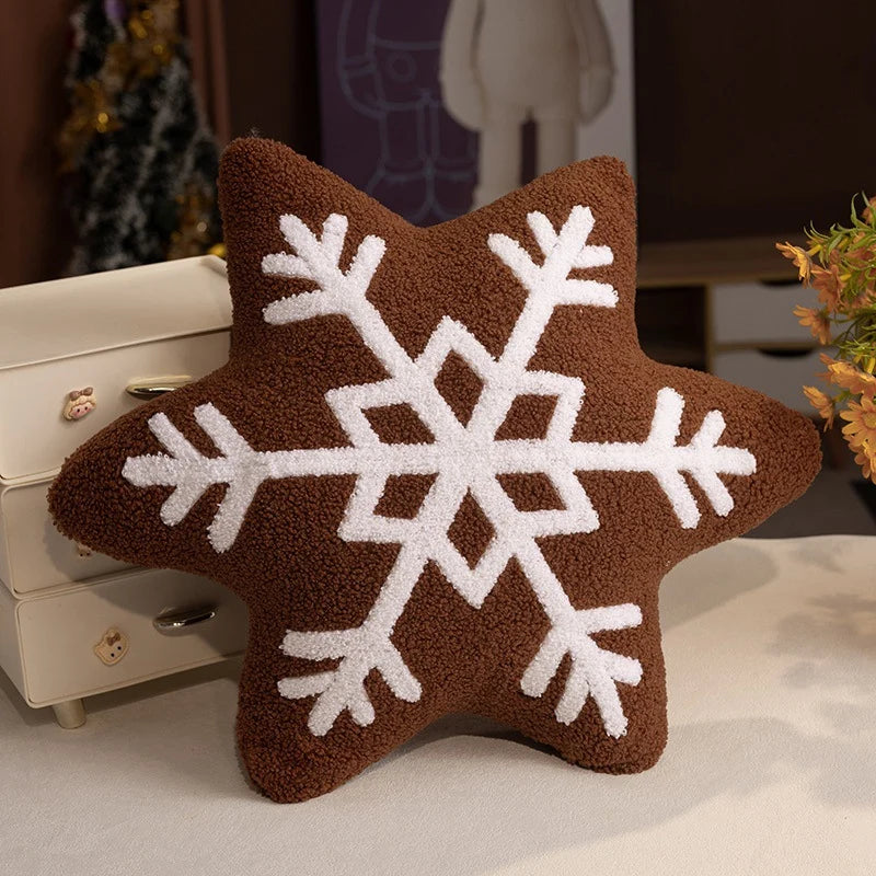 Soft Plush Snowflake Throw Pillow with Tufted Pattern and Sherpa Fabric