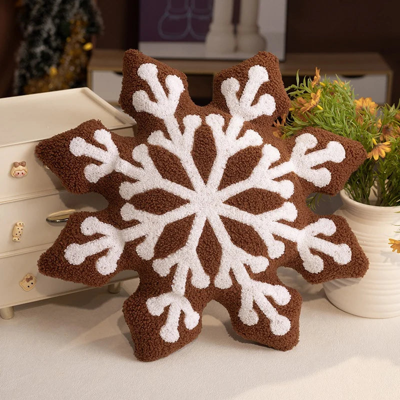 Soft Plush Snowflake Throw Pillow with Tufted Pattern and Sherpa Fabric