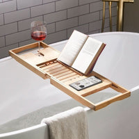 Solavera Bamboo Bathtub Caddy | Adjustable Spa Tray