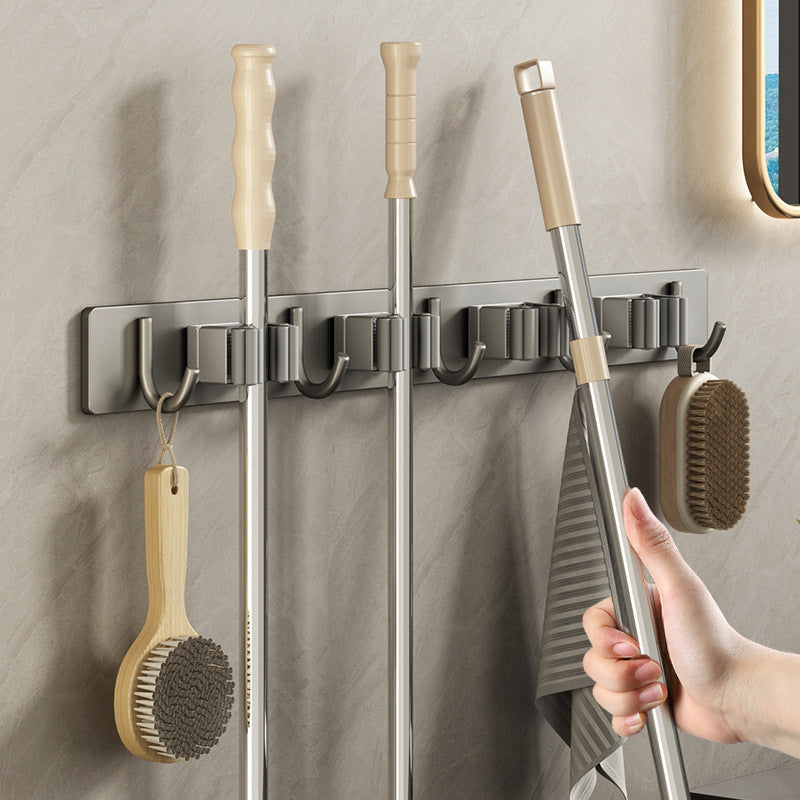 Stainless Steel Wall-Mounted Broom and Mop Holder