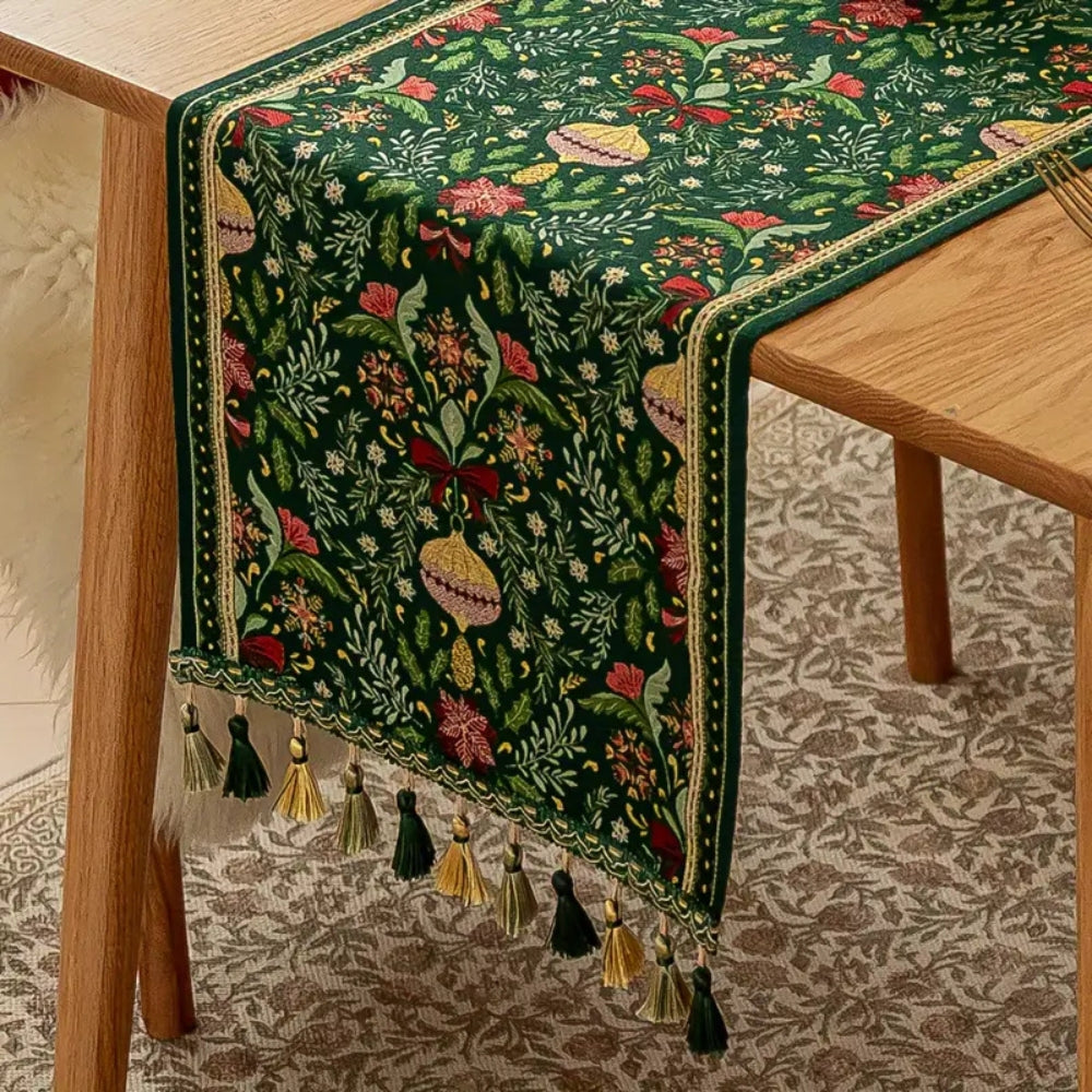 Tapestry Botanical Holiday Table Runner