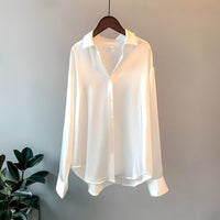 Tessa: Elegant Satin Long Sleeve Blouse