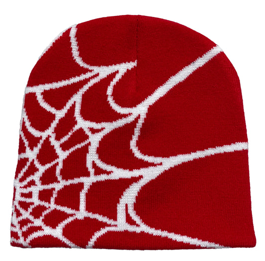 Unisex Spiderweb Print Knit Beanie Warm Outdoor Pullover Hat