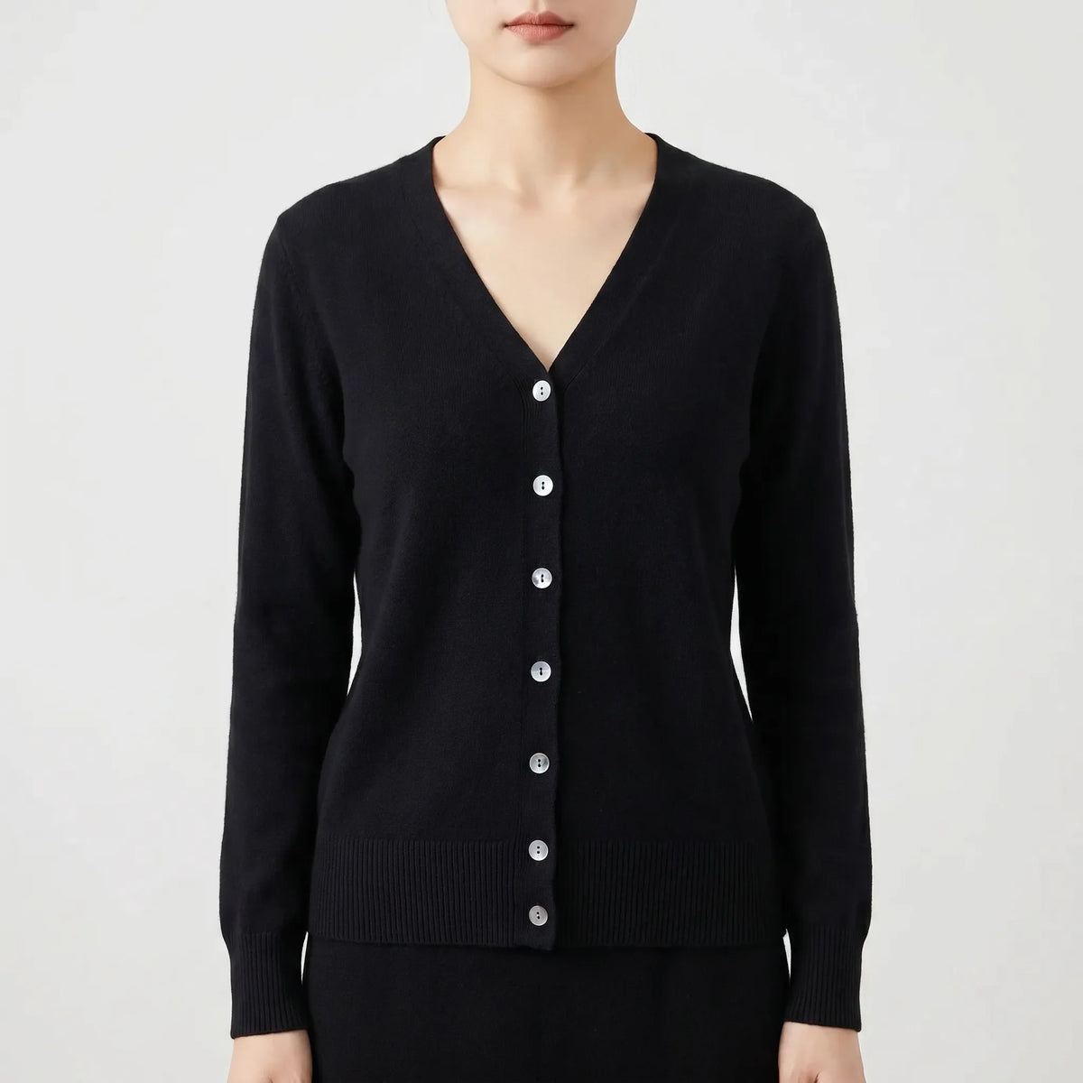 V-Neck Buttoned Knit Cardigan