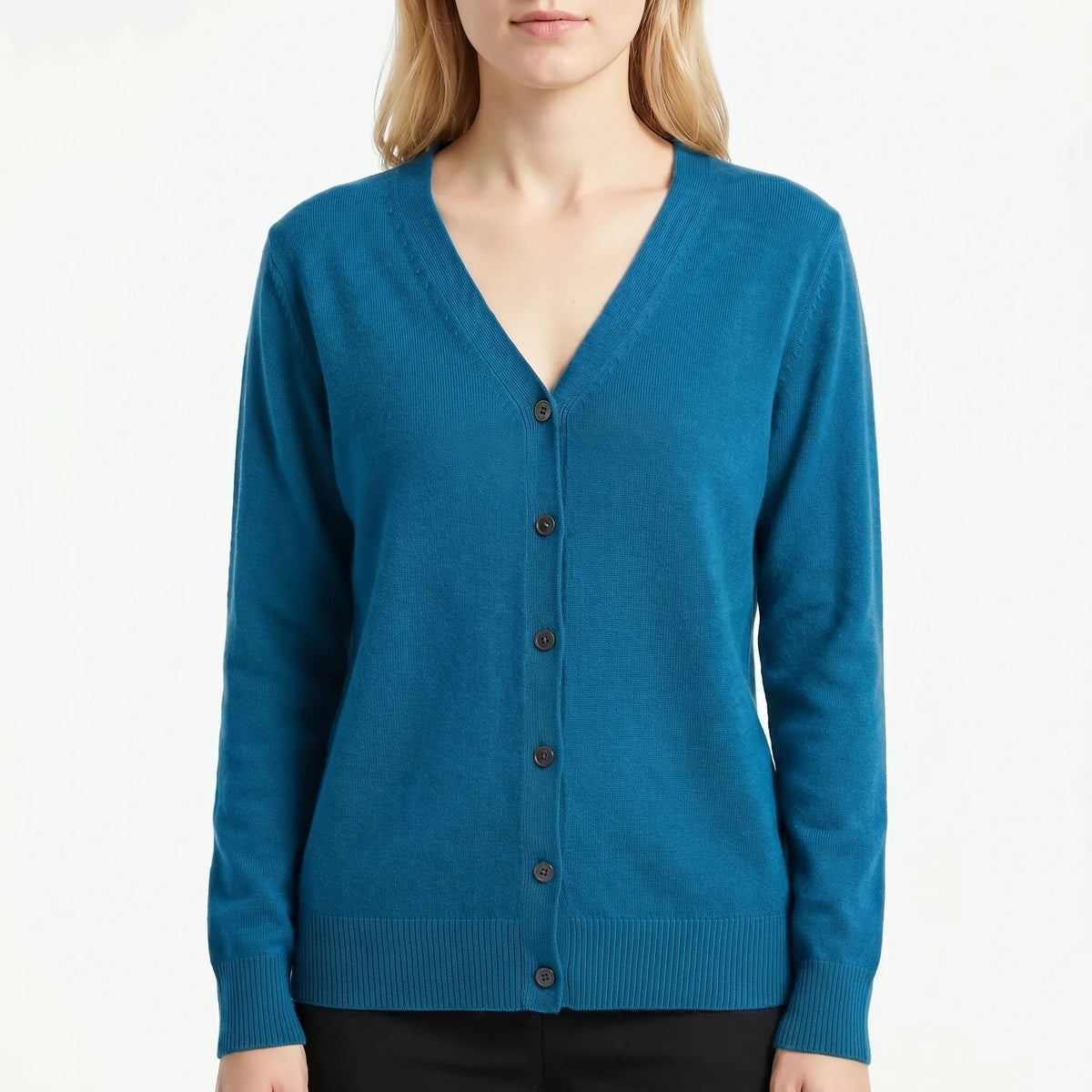 V-Neck Buttoned Knit Cardigan