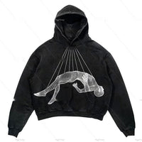 Warm Relaxed Cropped Pullover Hoodie - Polyester Streetwear