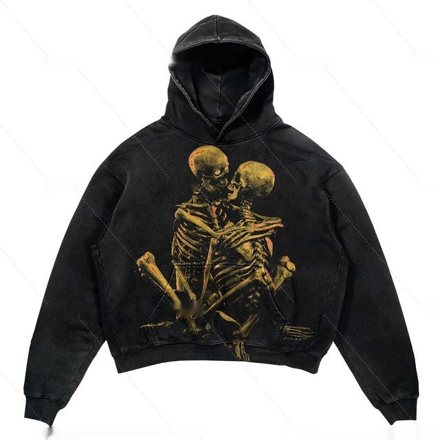 Warm Relaxed Cropped Pullover Hoodie - Polyester Streetwear