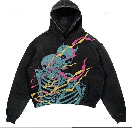 Warm Relaxed Cropped Pullover Hoodie - Polyester Streetwear