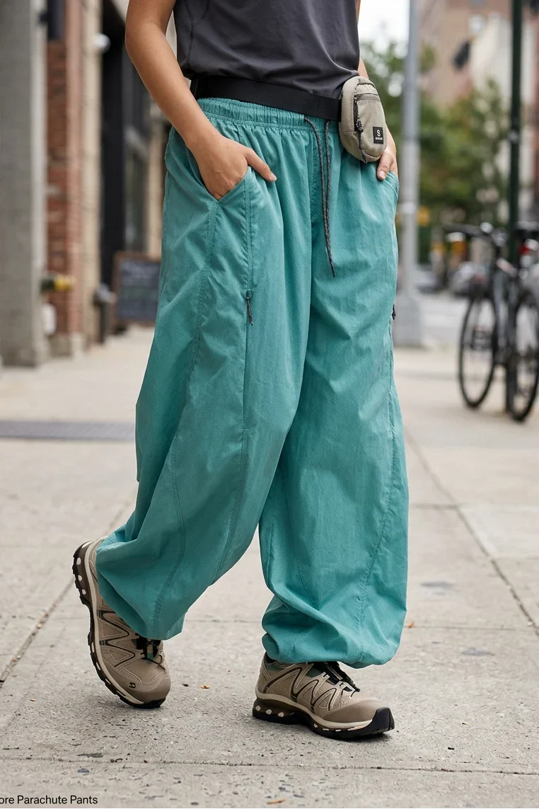 Women's Baggy Cargo Pants with Drawstring Waist and Pockets