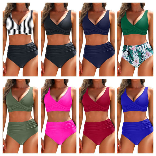 Women's Bikini Set with Shaping Top and High-Waisted Shorts Oak & Coral