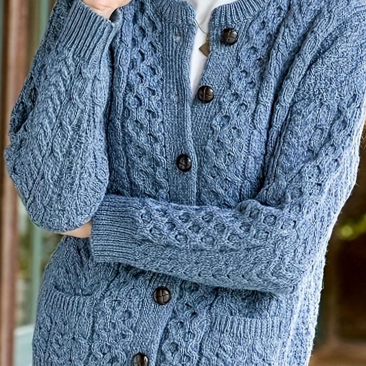 Women's Cable-Knit Button-Front Relaxed Cardigan Sweater