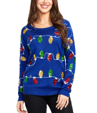 Women's Christmas Lights Sweater with Sparkly Light Design for Holiday Gatherings