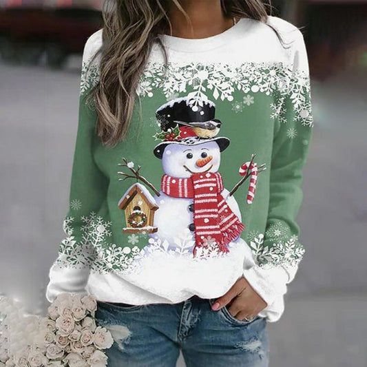 Women's Christmas Sweater with Festive Snowman Motif