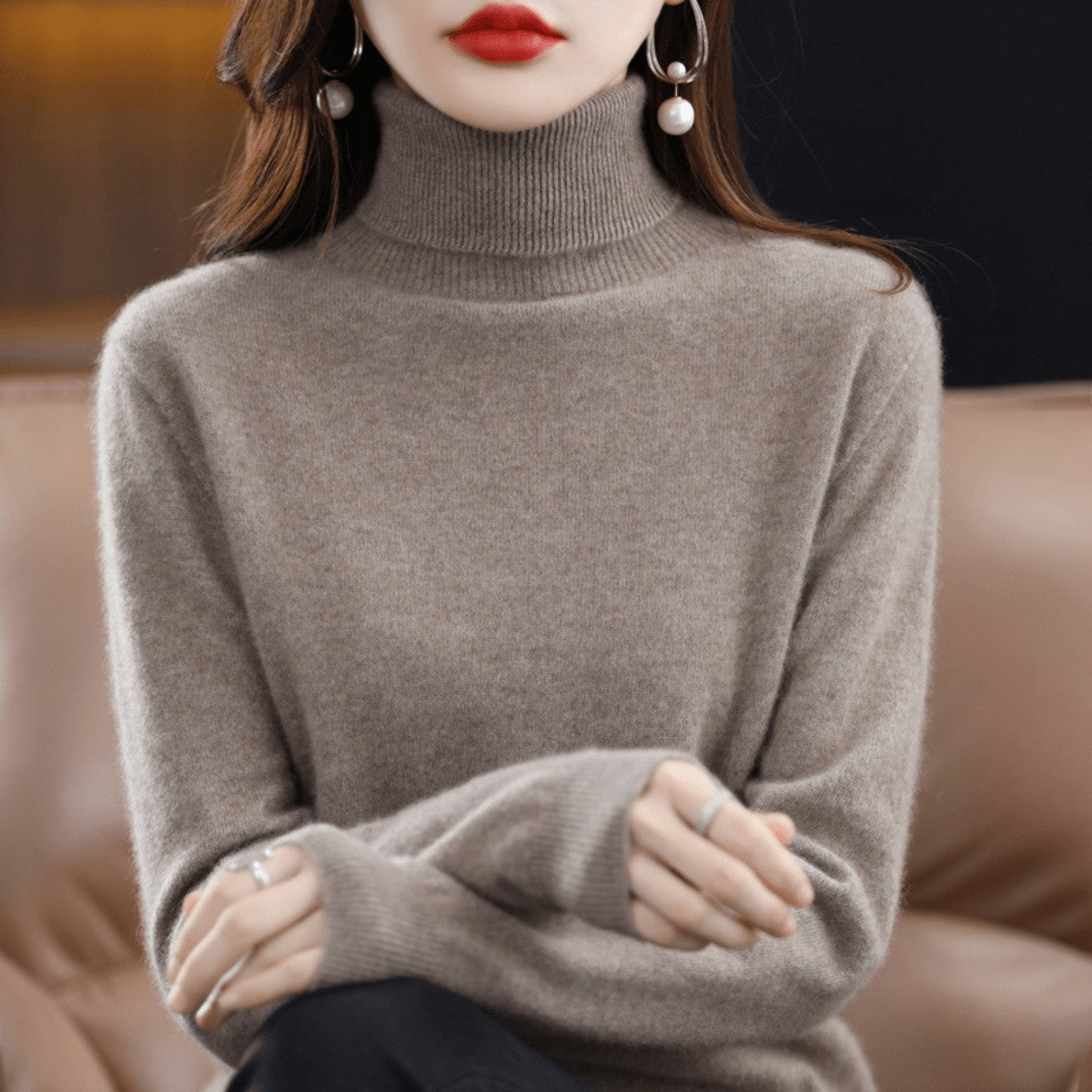 Women's Classic Roll Neck Wool Jumper