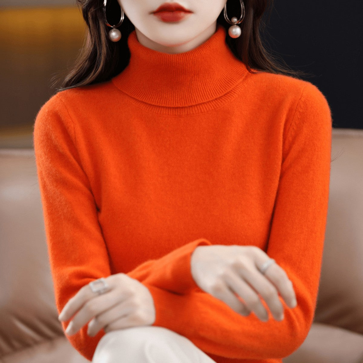 Women's Classic Roll Neck Wool Jumper