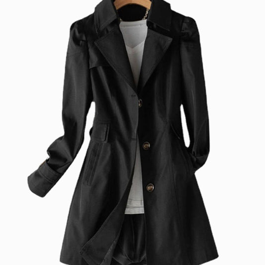 Women's Classic Single-Breasted Tailored Trench Coat
