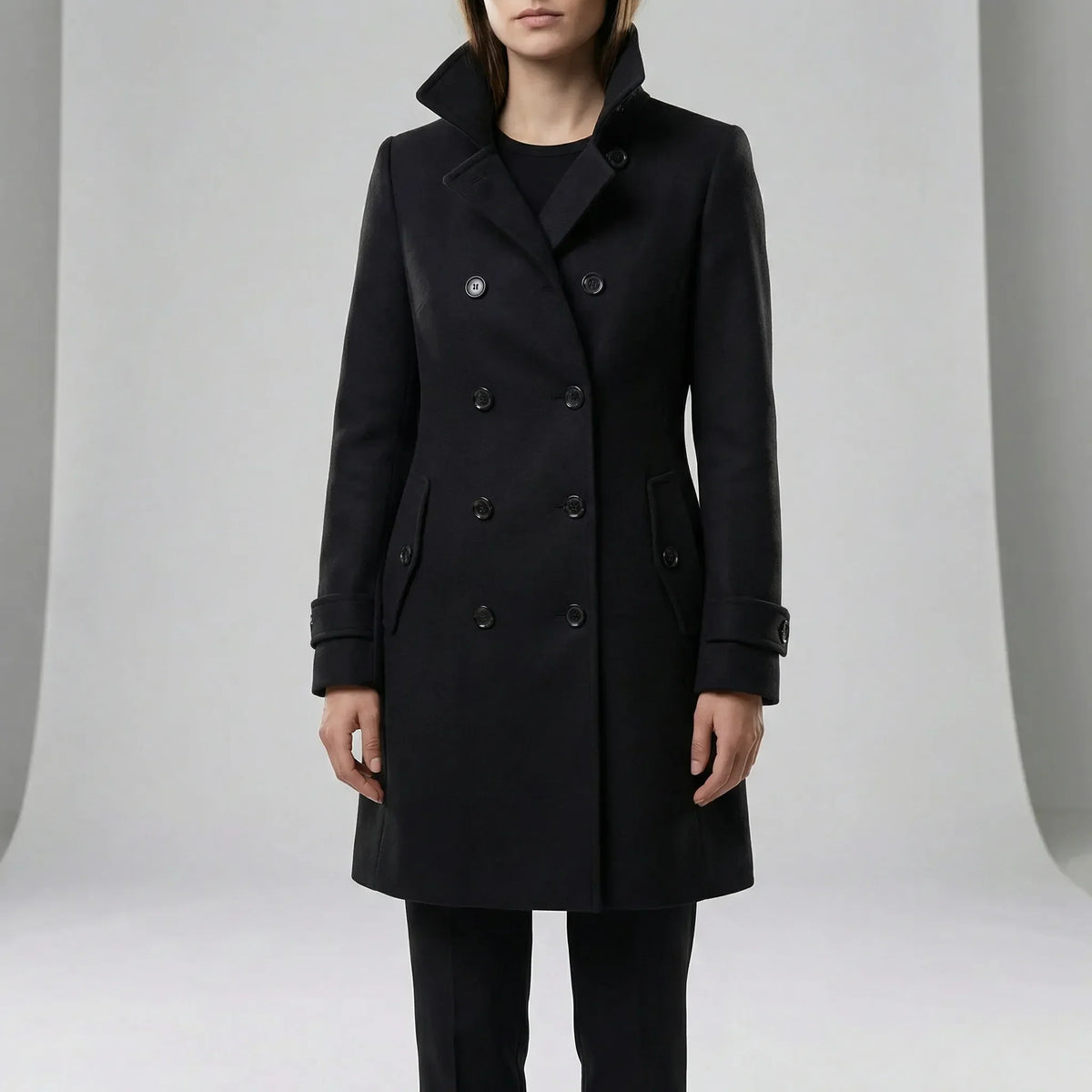 Women's Double-Breasted Trench Coat with Belt
