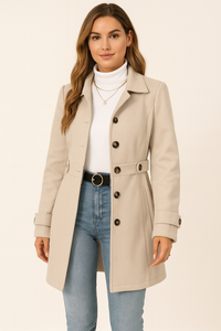 Women's Elegant Trench Coat with Adjustable Belt