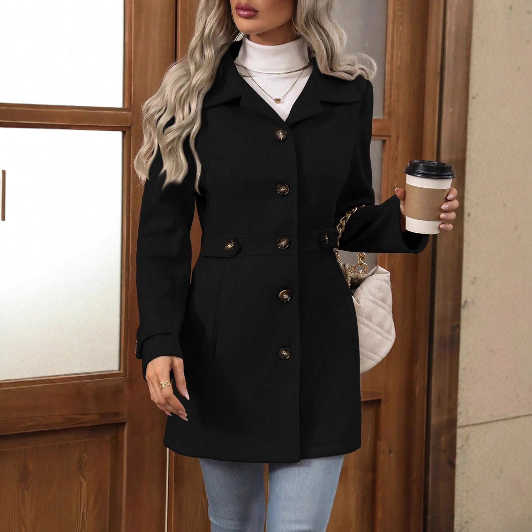 Women's Elegant Trench Coat with Adjustable Belt