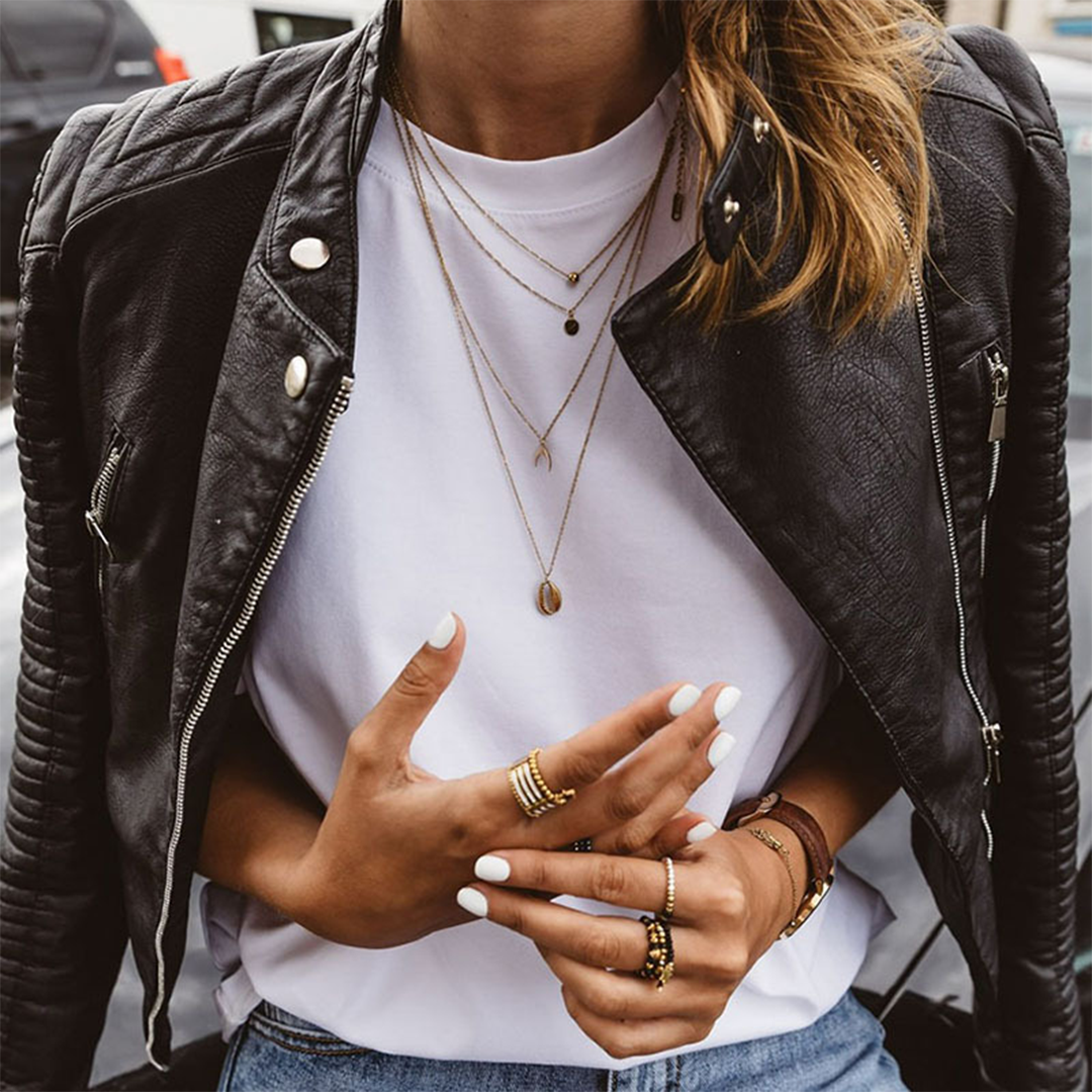 Women's Faux Leather Biker Jacket with Zip Details