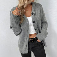 Women's Hooded Relaxed-Fit Long-Sleeve Button-Front Cardigan Sweater