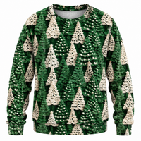 Women's Knitted Christmas Sweater with Soft Knit & Christmas Tree Print - Crewneck & Long Sleeves for Winter Outfits