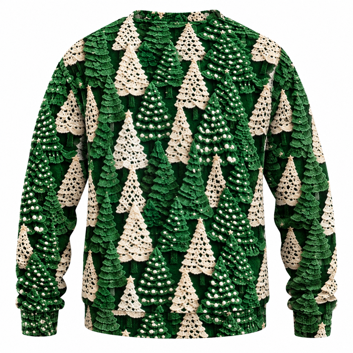 Women's Knitted Christmas Sweater with Soft Knit & Christmas Tree Print - Crewneck & Long Sleeves for Winter Outfits