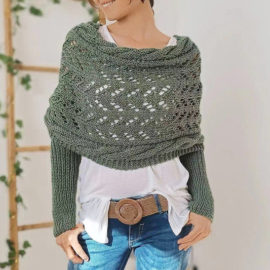 Women's Knitted Scarf with Sleeves