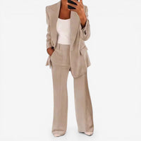 Women's Pant Suit Set with 1-Button Blazer